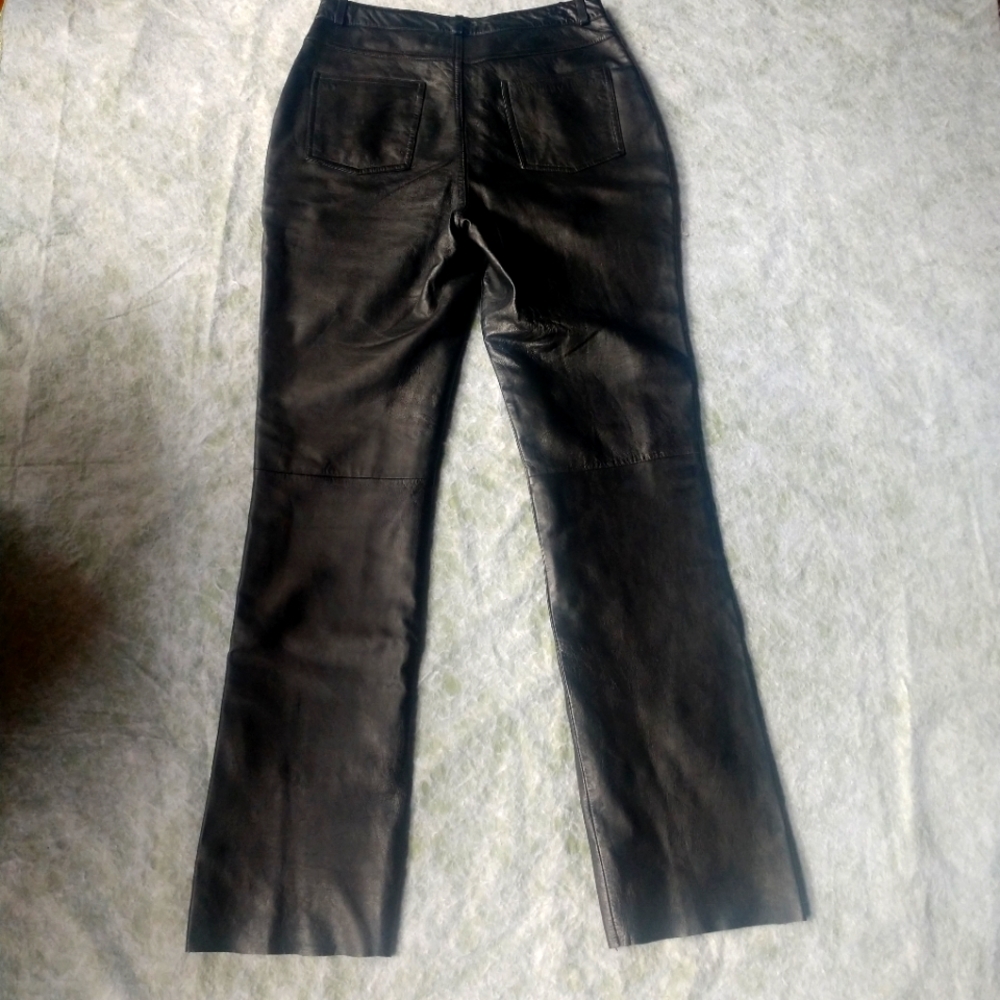 IZZI Leather Black Hi Rise Bootcut Pants